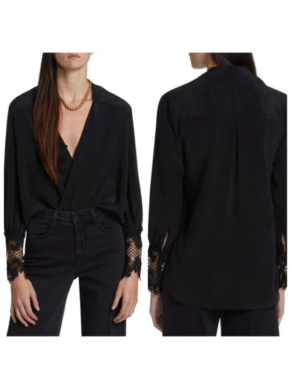 L'AGENCE Joah Wrap-Front 100% Silk Blouse Size S - Picture 4 of 13